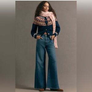 The Adi Mid-Rise Flare Jeans by Pilcro in Dark Denim